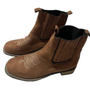 Mens Brown Western Ankle Boots NWOT